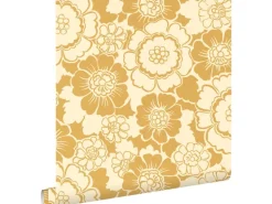 ESTAhome Tapete Retro Blumen Gelb 50 x 900 cm