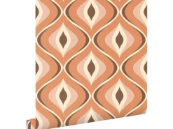 ESTAhome Tapete Retro-Ornamente Orange und Braun 50 x 900 cm 130986