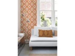 ESTAhome Tapete Retro-Ornamente Orange und Braun 50 x 900 cm 130986