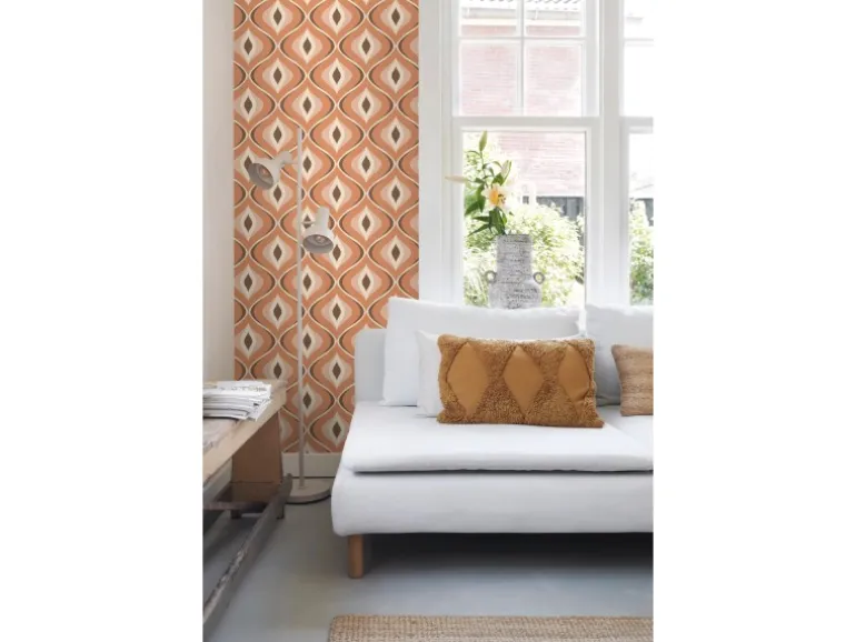 ESTAhome Tapete Retro-Ornamente Orange und Braun 50 x 900 cm 130986