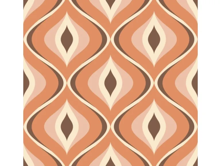 ESTAhome Tapete Retro-Ornamente Orange und Braun 50 x 900 cm 130986