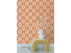 ESTAhome Tapete Retro-Ornamente Orange und Braun 50 x 900 cm 130986