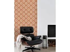 ESTAhome Tapete Retro-Ornamente Orange und Braun 50 x 900 cm 130986