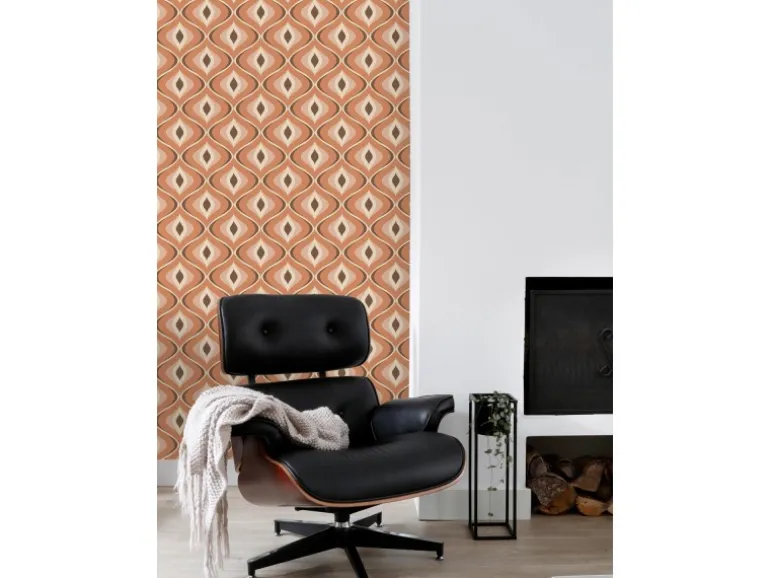 ESTAhome Tapete Retro-Ornamente Orange und Braun 50 x 900 cm 130986