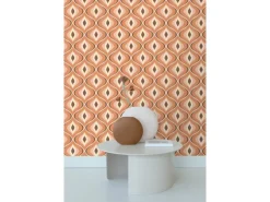 ESTAhome Tapete Retro-Ornamente Orange und Braun 50 x 900 cm 130986