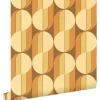 ESTAhome Tapete Retro-Ornamente Orange und Braun 50 x 900 cm