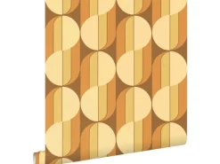 ESTAhome Tapete Retro-Ornamente Orange und Braun 50 x 900 cm
