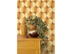 ESTAhome Tapete Retro-Ornamente Orange und Braun 50 x 900 cm