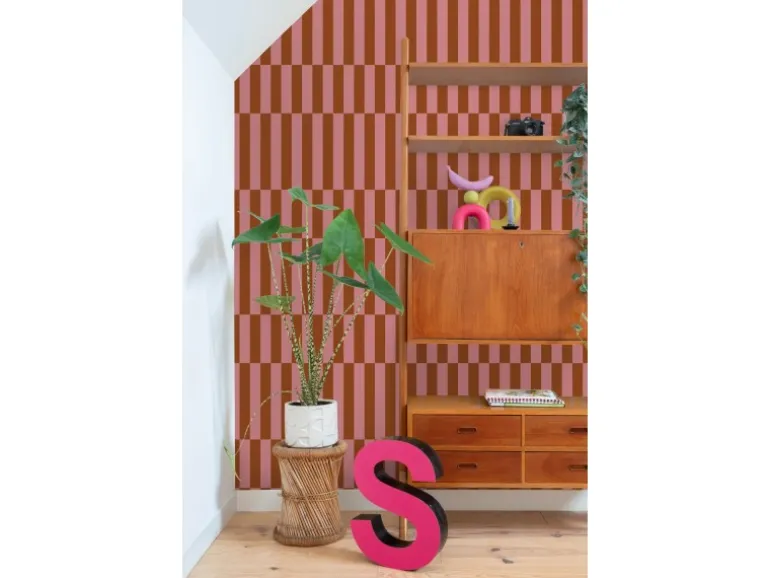 ESTAhome Tapete Streifen Rosa und Rot 50 x 900 cm