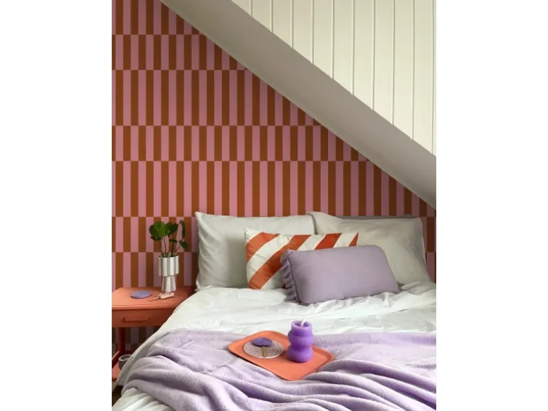 ESTAhome Tapete Streifen Rosa und Rot 50 x 900 cm