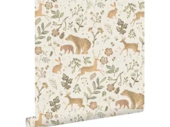 ESTAhome Tapete Wald Mit Waldtieren 7401 Crême-Weiß und Beige 53 cm x 1005 m