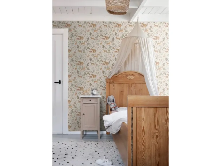 ESTAhome Tapete Wald Mit Waldtieren 7401 Crême-Weiß und Beige 53 cm x 1005 m