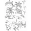 ESTAhome Wandtattoo Dschungeltiere Schwarz-Weiß 47,5 cm x 66 cm 156106