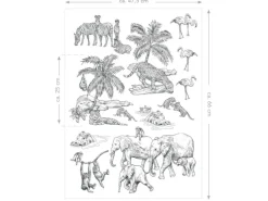ESTAhome Wandtattoo Dschungeltiere Schwarz-Weiß 47,5 cm x 66 cm 156106