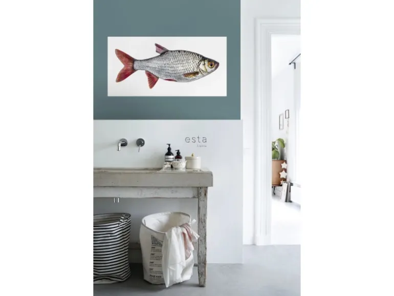 ESTAhome Wandtattoo Fisch Grau und Rot 97 x 48,5 cm 159039