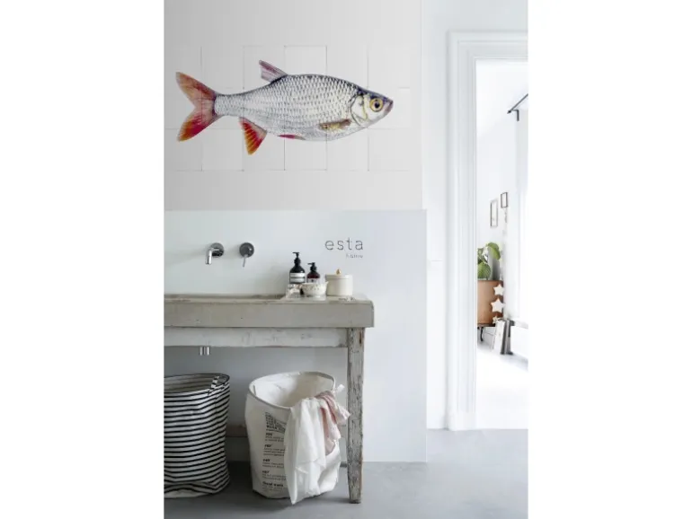 ESTAhome Wandtattoo Fisch Grau und Rot 97 x 48,5 cm 159029