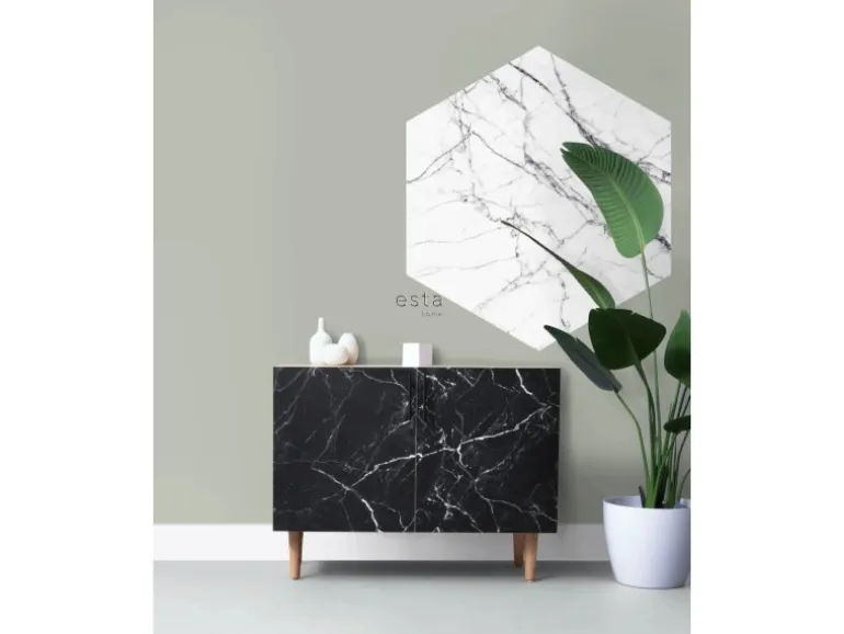 ESTAhome Wandtattoo Marmor-Optik Schwarz-Weiß 140 x 161 cm 159026