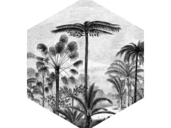 ESTAhome Wandtattoo Tropische Landschaft Mit Palmen Schwarz-Weiß 70 x 81 cm 159000