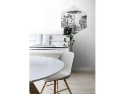 ESTAhome Wandtattoo Tropische Landschaft Mit Palmen Schwarz-Weiß 70 x 81 cm 159000