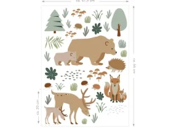 ESTAhome Wandtattoo Wald Mit Waldtieren Beige und Mintgrün 47,5 cm x 66 cm 156104