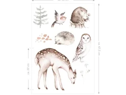 ESTAhome Wandtattoo Waldtiere Braun 33 cm x 47,5 cm 156115