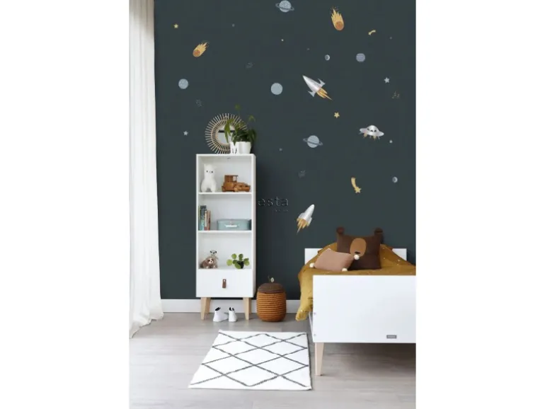 ESTAhome Wandtattoo Weltraum Blau Grau und Gelb 47,5 cm x 66 cm 156109