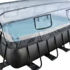 Exit Black Leather Pool Schwarz 400 x 200 x 122 cm m. Sandfilterpumpe, Abdeckung