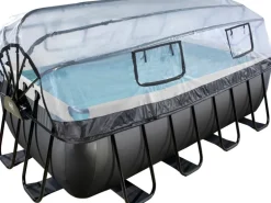 Exit Black Leather Pool Schwarz 400 x 200 x 122 cm m. Sandfilterpumpe, Abdeckung