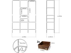 eyepower XL Kleiderschrank System 2 Schubladen 178 x 128 x 44,5 cm