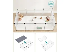 Feandrea Freigehege mit Bodenplatten 143 cm x 73 cm x 46 cm Weiß