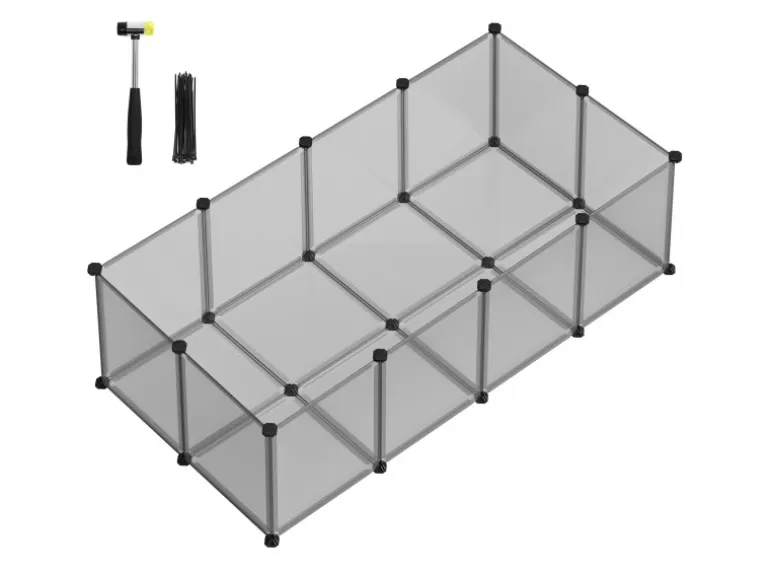 Feandrea Freigehege mit Bodenplatten 143 cm x 73 cm x 46 cm Grau