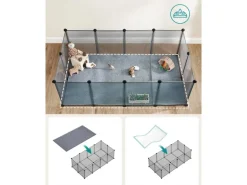 Feandrea Freigehege mit Bodenplatten 143 cm x 73 cm x 46 cm Grau