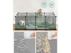 Feandrea Freigehege mit Bodenplatten 143 cm x 73 cm x 46 cm Grau
