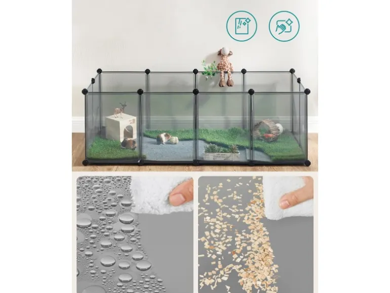 Feandrea Freigehege mit Bodenplatten 143 cm x 73 cm x 46 cm Grau