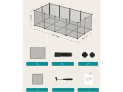 Feandrea Freigehege mit Bodenplatten 143 cm x 73 cm x 46 cm Grau