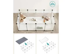 Feandrea Freigehege mit Bodenplatten 125 cm x 63 cm x 42 cm Weiß
