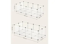 Feandrea Freigehege mit Bodenplatten 125 cm x 63 cm x 42 cm Weiß