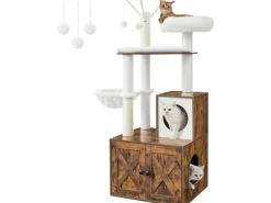 Feandrea Kratzbaum mit Katzenklo-Schrank 151 cm Braun
