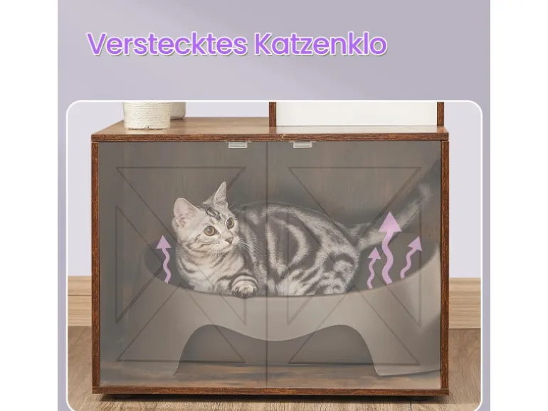 Feandrea Kratzbaum mit Katzenklo-Schrank 151 cm Braun
