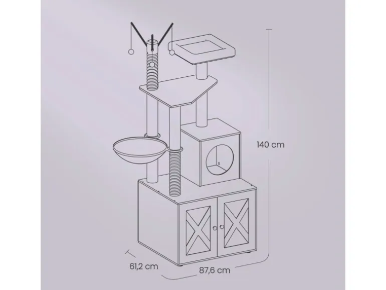 Feandrea Kratzbaum mit Katzenklo-Schrank 151 cm Braun