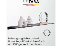 FIFITARA Wandregal 60cm 2er Set Aus Stahl Schwarz Pulverbeschichtet Schweberegal Wandboard Bücherregal Metallregal Mit Dübeln Und Schrauben