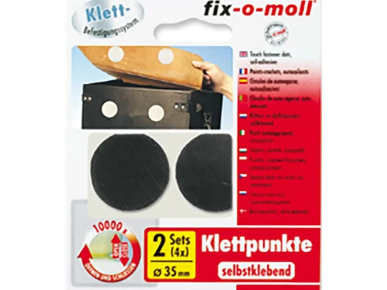 Fix-o-moll Klettpunkte selbstklebend 4 Sets Schwarz 35 mm