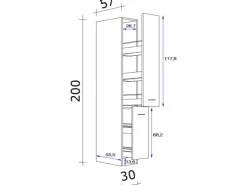 Flex-Well Classic Küchen-Apothekerhochschrank Florida30 cm Weiß-Sonoma Eiche