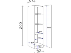 Flex-Well Exclusiv Geschirrschrank Orlando 50cm Kaschmir Glanz-Sonoma Eiche