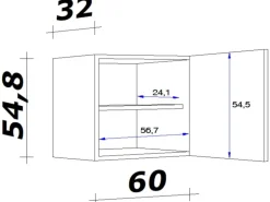 Flex-Well Exclusiv Küchen-Oberschrank Orlando 60x55cm Kaschmir Gl.-Sonoma Eiche