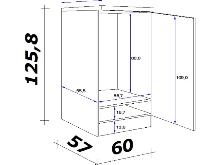 Flex-Well Küchen-Kühlschrankumbau Lucca 60 cm inkl. Abdeckplatte