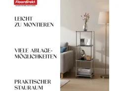 Floordirekt Metallregal Concept Epure MK-005 Verchromt 30 x 30 x 89 cm Schwarz