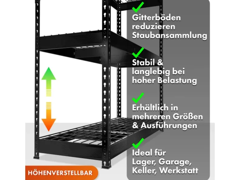 Floordirekt Schwerlastregal Yukon Rivet 4 Böden Verzinkt 160 x 150 x 80 cm
