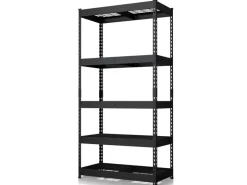 Floordirekt Schwerlastregal Yukon Rivet 5 Böden Schwarz 180 x 90 x 45 cm