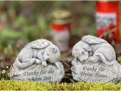 Flower Power Grabdekoration Memoria Hund und Katze auf Stein 2-fach Sortiert